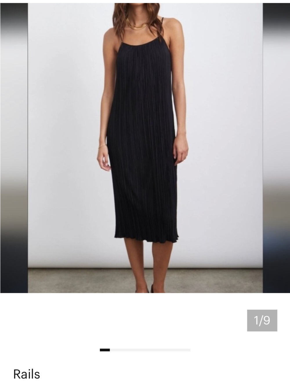 Rails Black Pleated Maxi Slip Dress